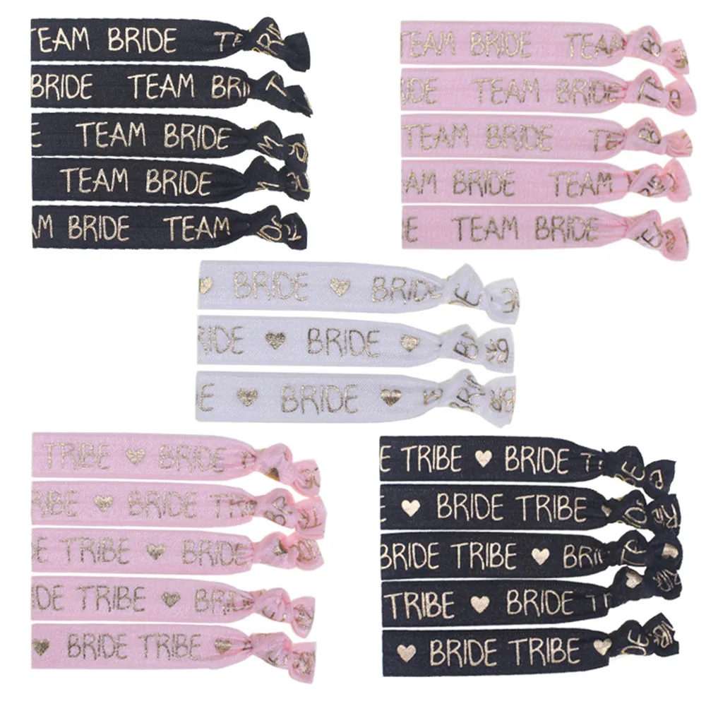 Set Braccialetti Per Addio Al Nubilato – 1 Bracciale ‘Sposa’ Bianco + 10 ‘Team Bride’ Neri Con Stelle E Cuori (Oro Rosa) - 2
