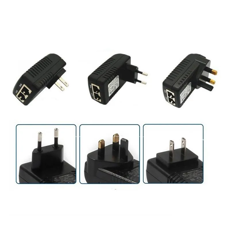 DC 48V 0,5A Wandstecker POE-Injektor Ethernet-Adapter IP-Telefon/Kamera-Netzteil EU- oder US-Stecker