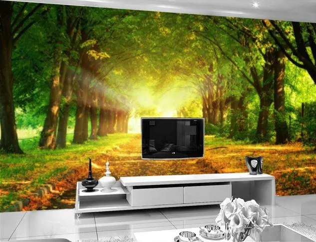 Green woods TV background wall mural 3d wallpaper 3d wall papers for tv backdrop