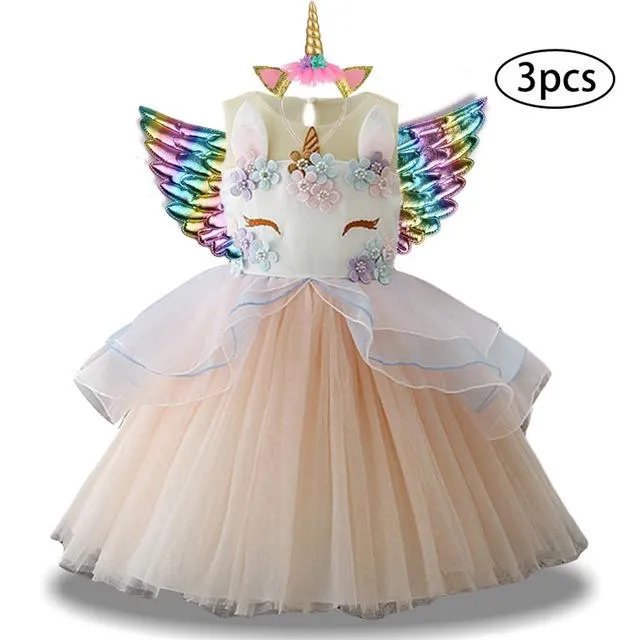 Vestido De Navidad Para Ni as Vestido De Unicornio Arco ris Para