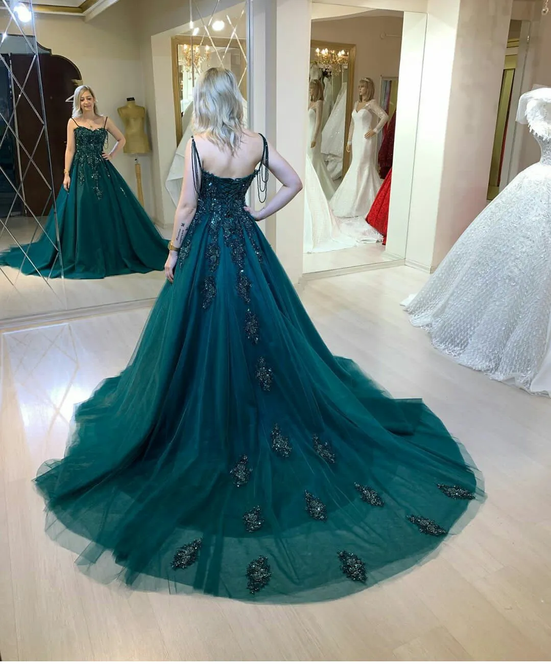 green emerald velvet dress Sayle Wedding Dress Anne Barge main image 0