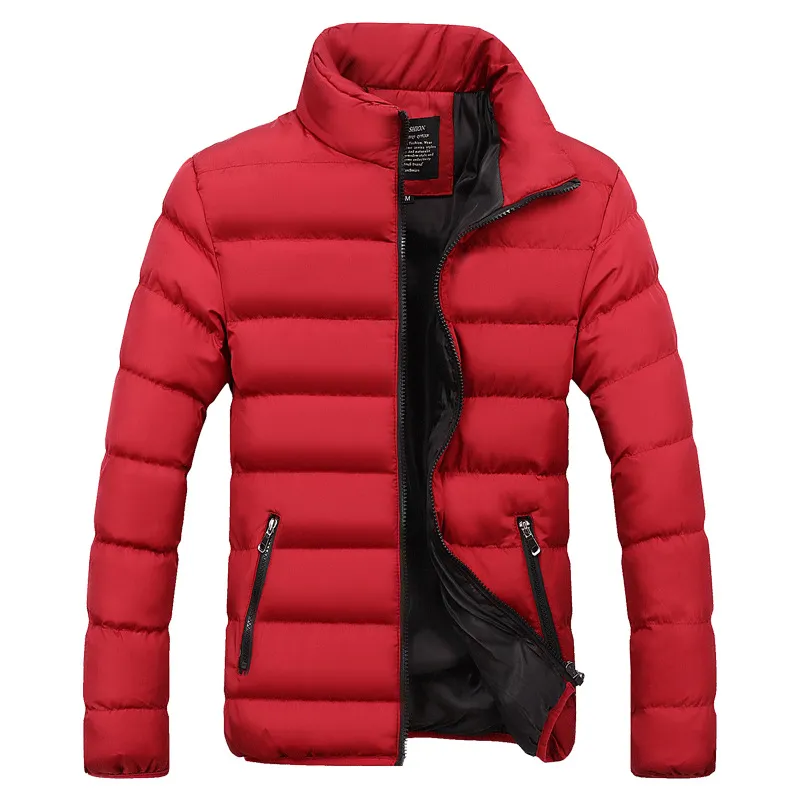 Winter Jacket Men Puffy Parka Mens Jaquetões Man soprador casaco quente Overcoat Masculino Aqueça Coats magros Parkas sólido