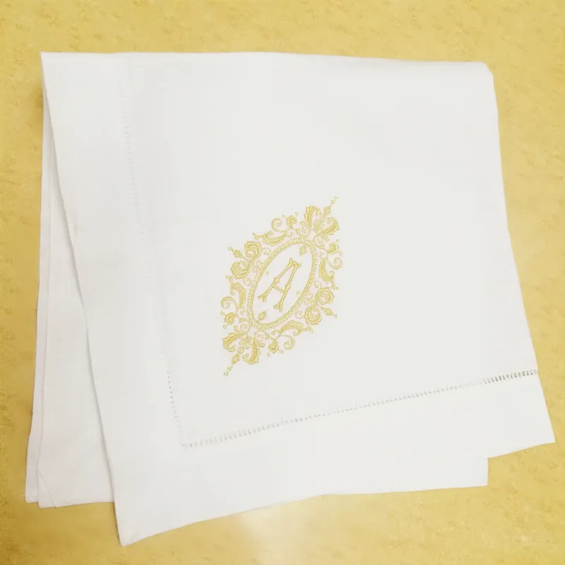 Set of 12 Fshion Monogrammed Dinner Napkins white linen Hemstitched Table Napkins 20x20-inch Tea Napkins272j