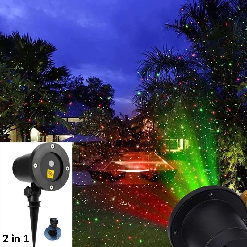 Outdoor Garden Lawn lamps 2 IN 1 Moving Full Sky Star light Christmas Laser Projector Lamp LED MOTION Stage Light Landscape Lawn Garden Ligh