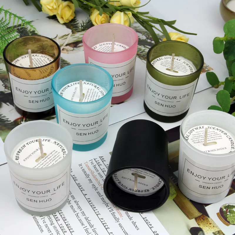 7 Flavors Glass Scented Candle Smokeless Romantic Scented Candle Smokeless Candle Soy Wax Hotel Exquisite Gift XD23359