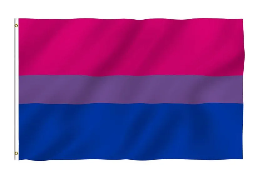 100 pcs coloré Polyester 90*150 cm 3x5 fts LGBT fierté arc-en-ciel bi drapeau bisexuel pour la décoration SN317