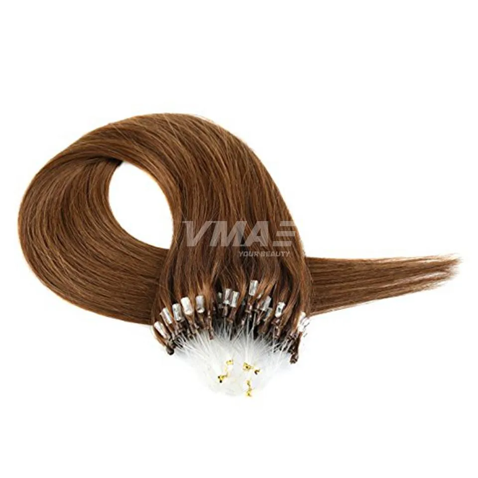 Européen Russe Remy Virgin Cuticle Aligned Silk Hair Blonde 0.5g * 100 Stand Double Drawn Straigh Micro Loop Ring Extensions de Cheveux Humains