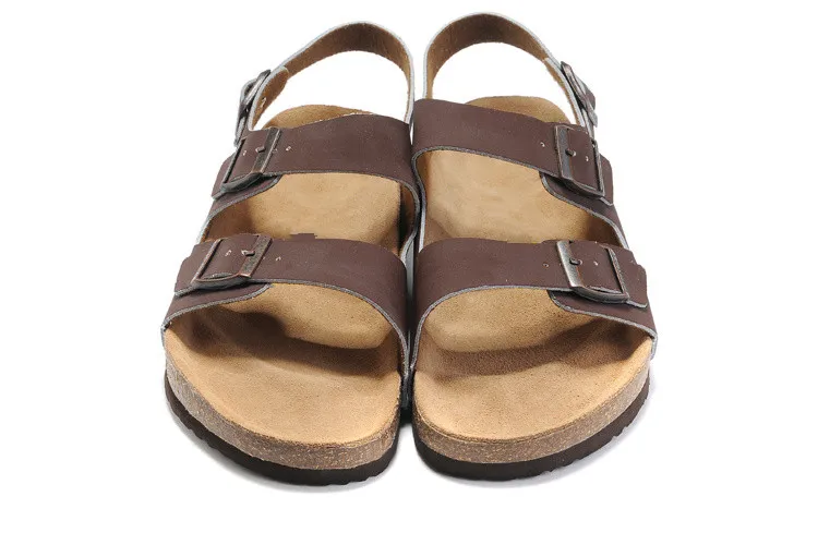 Neue Berühmte männer Flache Sandalen Frauen Casual Schuhe Männlichen Drei Schnalle Mit Hohen Absätzen Sommer Strand Top Qualität Echtes Leder Hausschuhe