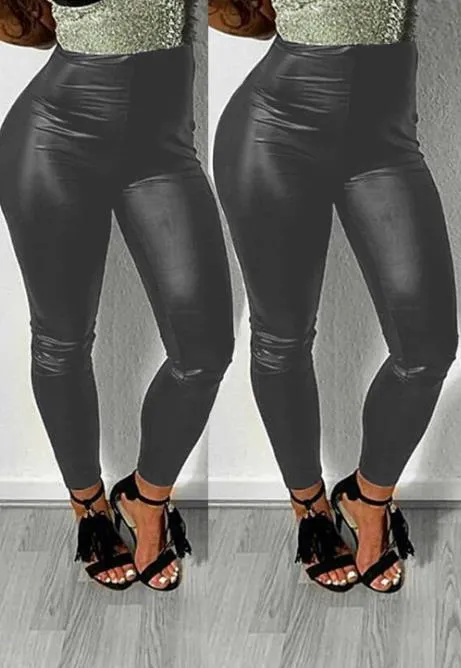 Sexy High Waisted Faux Leather Vegan Leather Leggings For Women Plus Size,  Shiny Finish, Black S 5XL From Jessie06, $8.47