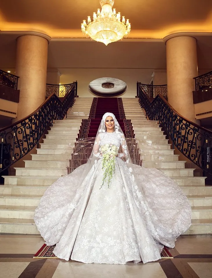 chinese dress ladies Satin Royal-inspired Cathedral Train Wedding Gowns Long Sleeves   loveangeldress