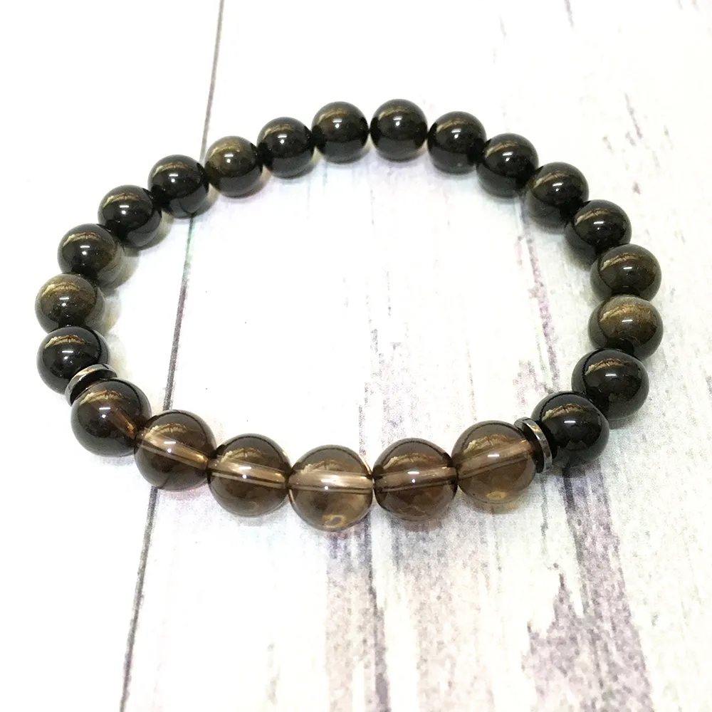 MG0606 A Grade Golden Obsidian Men`s Bracelet Trendy Natural Smokey Quartz Beaded Bracelet New Design Energy Bracelet for Men