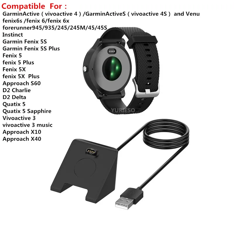 USB Charger Charging Cable Cord Fit for Garmin Fenix 5 5S 5X, Vivoactive 3,  Vivosport 