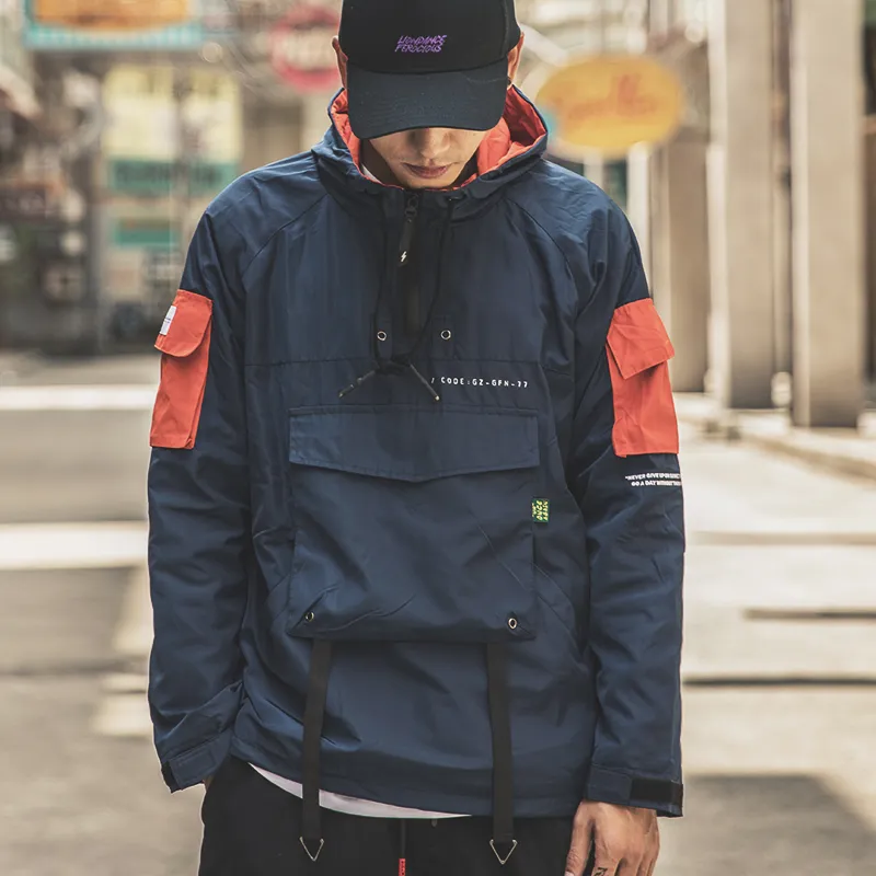 Mens 2017 Autumn Half Zipper Anorak Hoodie With Front Pocket