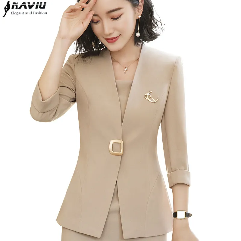 blazer profissional senhoras feminino 2018 nova moda temperamento verão meia luva mulheres jaqueta fina Office Plus casaco formal de tamanho LY191122