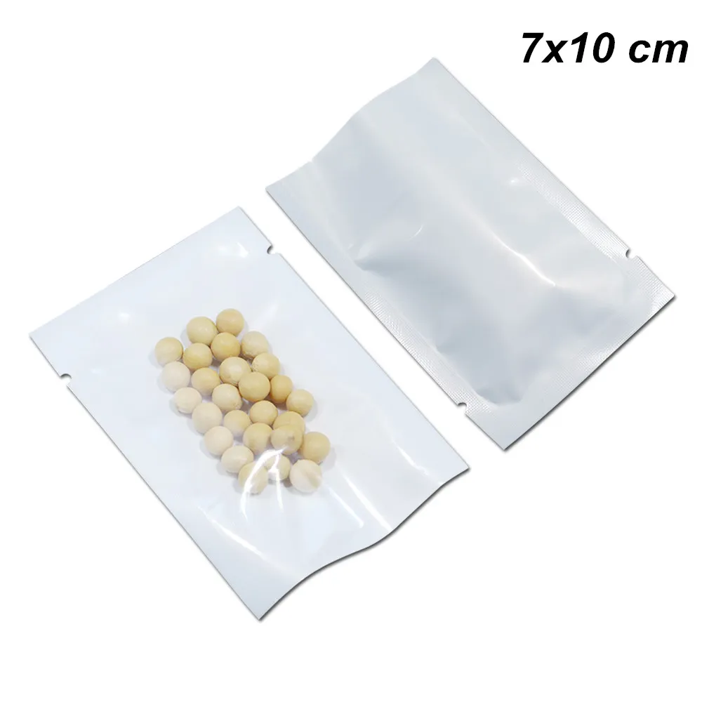 7x10 cm 300 teile / los Weiß Open Top Poly Kunststoff Heißsiegel Front Klar Verpackung Taschen für Lebensmittel Vakuum Heißsiegeln Riss Kerbe Poly Verpackung Beutel