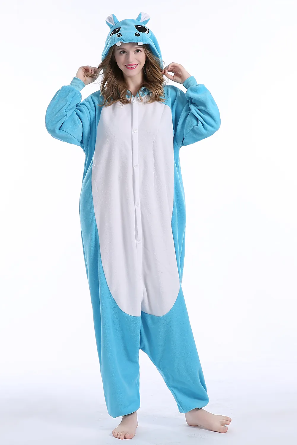 Djur vuxen blå flodhäst kigurumi pyjamas tecknad film söt grå flod häst familj party halloween onesies kostymer jumpsuits