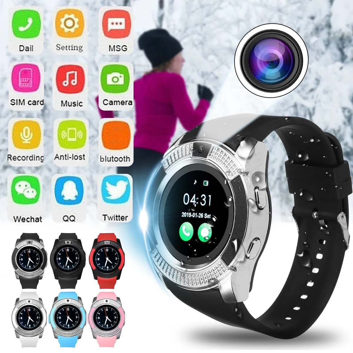 2019 new v8 bluetooth smart watch shop