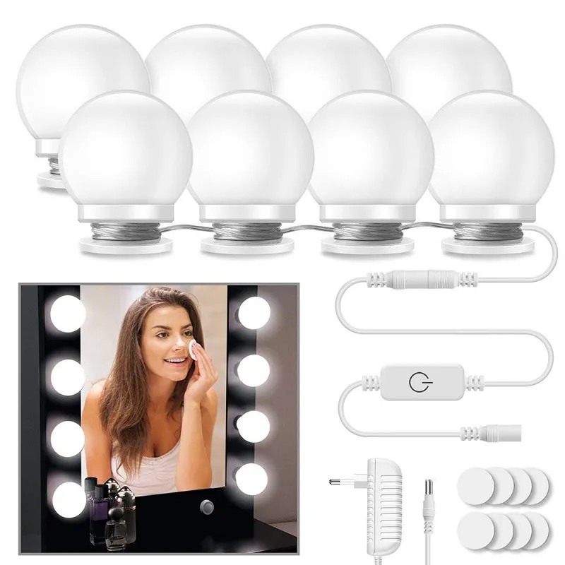 Make-upspiegel ijdelheid led gloeilampen kit 10 LED-lampen cosmetica make-up spiegels bol verstelbare helderheid schoonheidspiegel