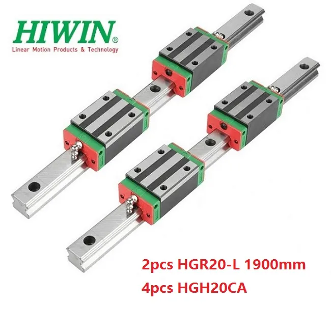 2 pz Nuovo Originale HIWIN HGR20-1900mm guida lineare/binario + 4 pz HGH20CA blocchi lineari stretti per parti del router di cnc