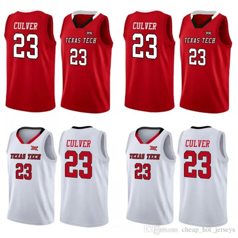 NCAA Texas Tech Basketball 2019 Jarrett Trikots #23 Cuer College Shirts Schwarz Rot Weiß