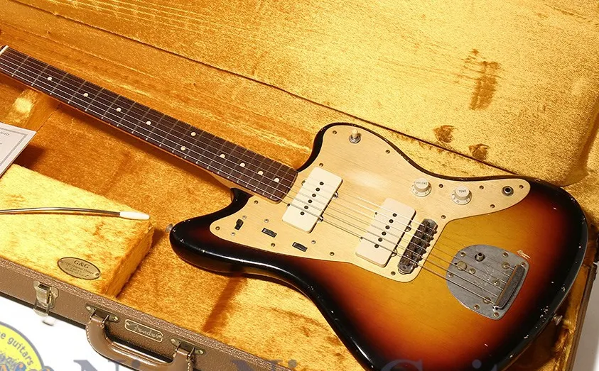 Super Rare Masterbuilt 58 Jazzmaster Relic par John English Sunburst Guitare électrique anodisée Gold Pick Guard, manche en forme de C légèrement mince