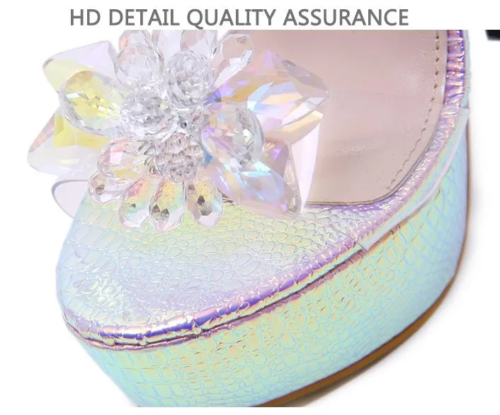 cristal fantástica frisado sapatos de casamento da noiva da flor saltos altos de designer 15cm 16 centímetros senhoras de baile sapatos tamanho azul-de-rosa de 35 a 40 de negociação