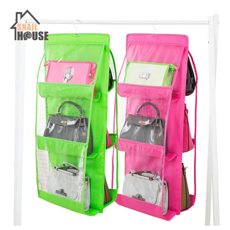 Comprar Bolso colgante de 6 bolsillos, bolsa de almacenamiento  transparente, organizador para el hogar, armario, bolsa para zapatos  diversos con bolsa para colgar