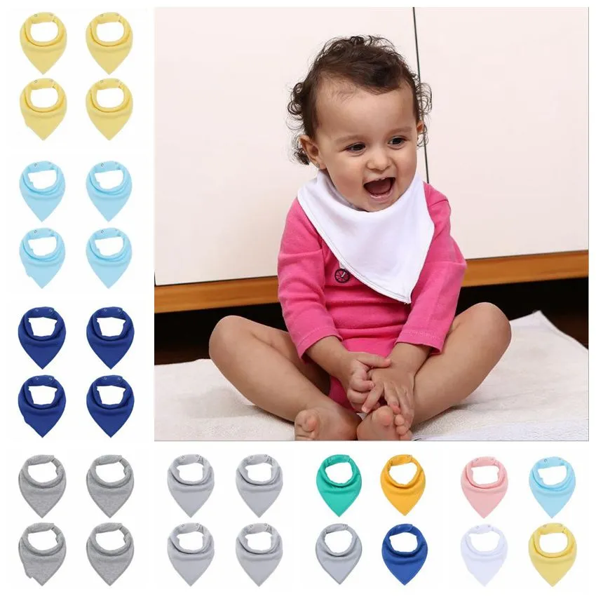 Dribble Toddler Cotton Bandana Bibbs Solid Spädbarn Saliv Thandduk Baby Bibbs Burp Tygs Pinafore Soft Newborn Triangle Head Scarf YP7239