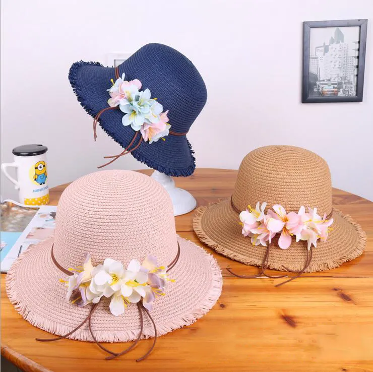 Beautiful Summer Womens Sun Hat Flower Straw Hat Wide Brim Sea Beach Sun Hat  Bone Capeline Chapeaux For Elegant Lady From Wishlove7878, $6.08