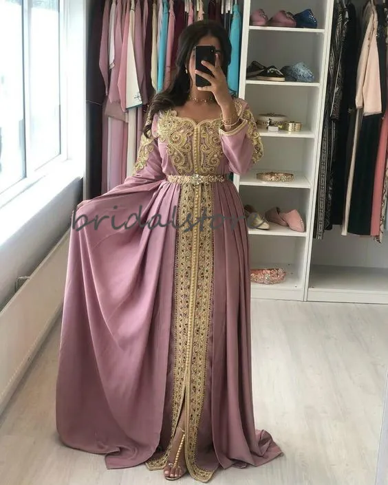 Indische rosa Abendkleider mit Kristallen, langen Ärmeln, Ballkleider, formelle Kleidung in voller Länge, Dubai, Türkei, Abendkleider 2020, Gala-Kleider