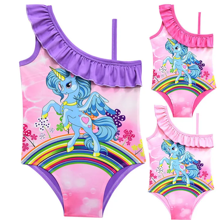 3 colores Unicornio Rainbow Rainbow Niños Traje de baño 3-10T Baby Girls One Piece Bathsuit Girls Designer Traje de baño Bikini DHL ESS141