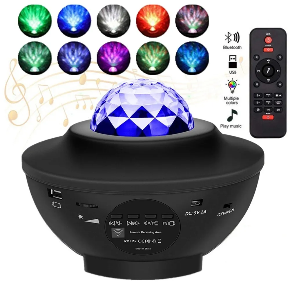 USB LED Sternennachtlicht Wasserwelle LED Projektor Licht Bluetooth  Projektor Soundaktivierte Projektorlampe Home Decor Von 25,62 €
