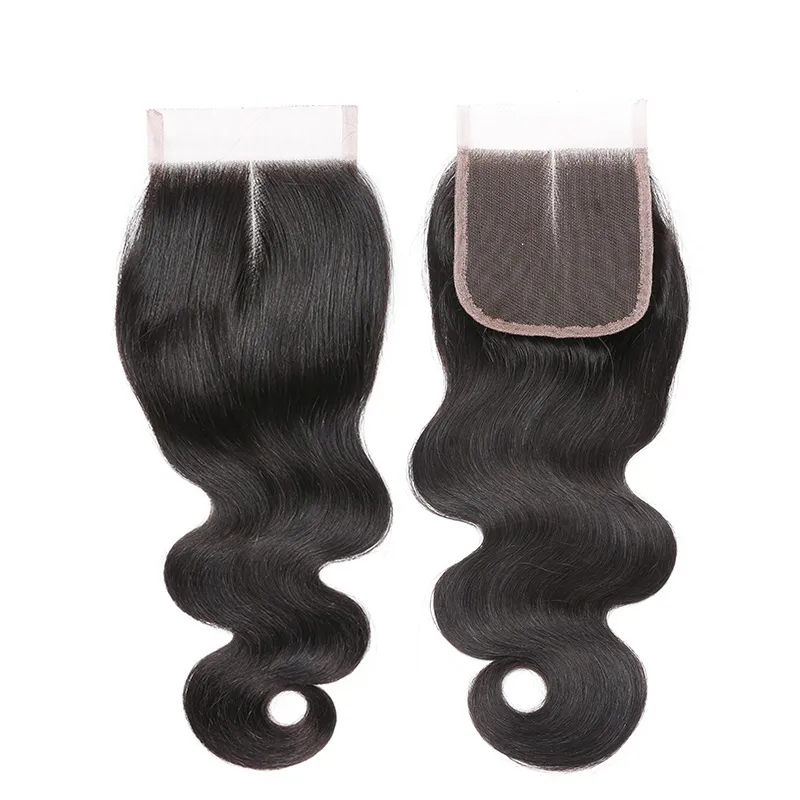 Cheveux brésiliens indiens Body Wave Lace avec Baby Hair, 4x4, partie centrale, 100% cheveux naturels vierges non traités, couleur naturelle