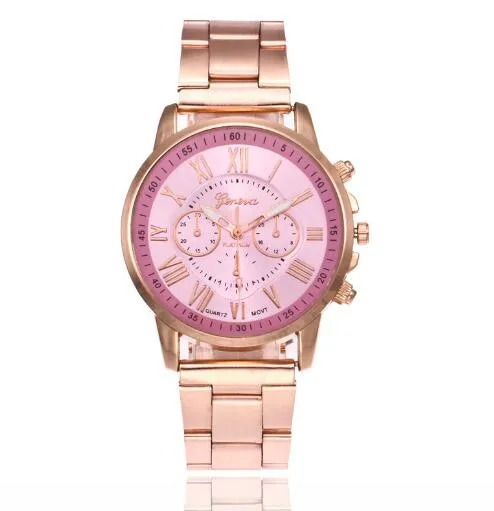 Heißer Verkauf Neue Marke 3 Augen Gold Genf Casual Quarzuhr Frauen Edelstahl Kleid Uhren Relogio Feminino Damen Uhr großhandel