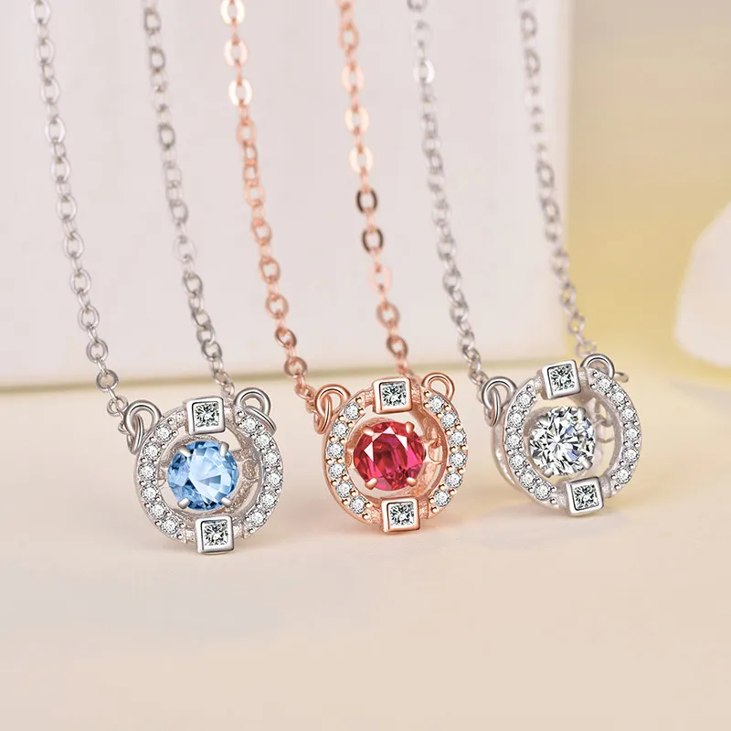 Sieraden ketting hanger multolor crystal round smart dames kloppende hart slimme sleutelbeen ketting