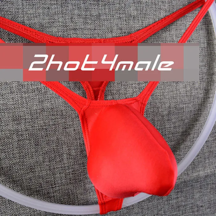 Mens-String-Thong-Bulge-Pouch-Bikini-Nylon-Red