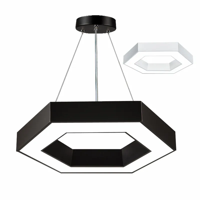 Modern Hexagon LED Lâmpada Pingente Minimalismo Metal Twista Iluminação Luminárias para Escola de escritório Garagem Supermercado