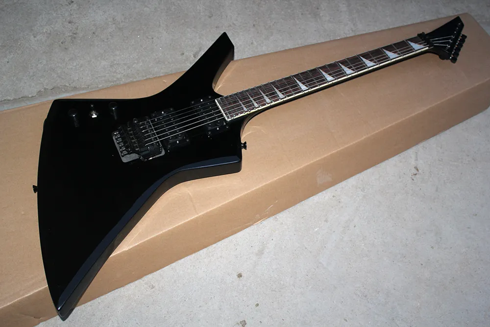 Factory Custom Left Handed Black Electric Guitar With Black Hardware,Floyd Rose Bridge,Can be customized