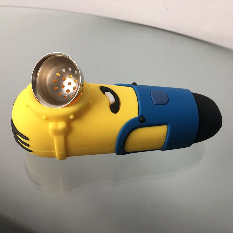 Accessori per fumatori di pipa in silicone di alta qualità Pipa da fumo in vetro divertente Minions Tabacco inebriante Cucchiaio colorato in pyrex a mano