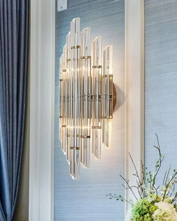 Modern LED Vägglampa Sconce Gold Foyer Living Bedroom Bedside Wall Lamp Light Sconce med Crystal E14 Lampor Myy