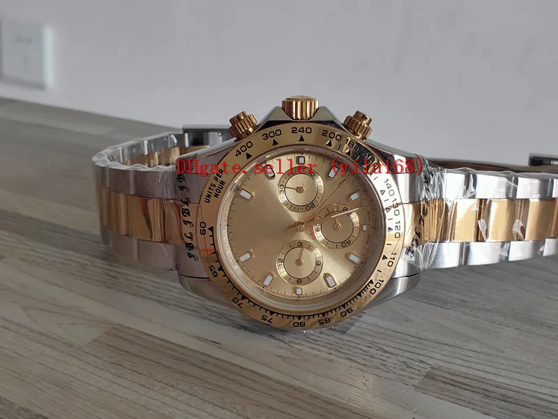 Alta Qualidade Luxo Homens Sports Watch 40 mm relógio com fivela dobrável No Chronógrafo de dois tons 116503 movimento pulseira de aço inoxidável