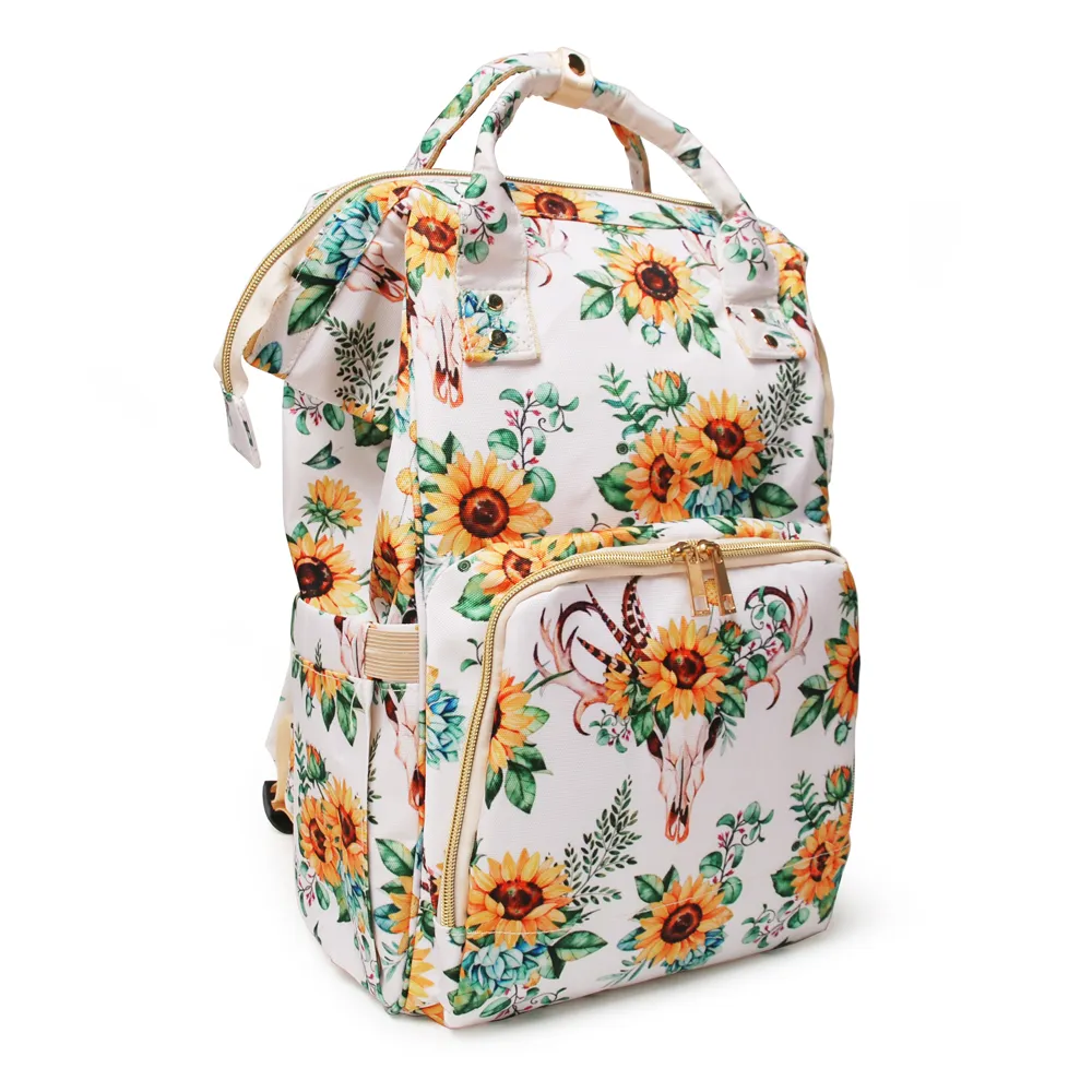 Sunflower Bullskull Backpack Aztec Mummy Baby Care Nappy Bag Serape Diaper Backpacks Large Capacity Travel Bag grab DOMIL106-1276