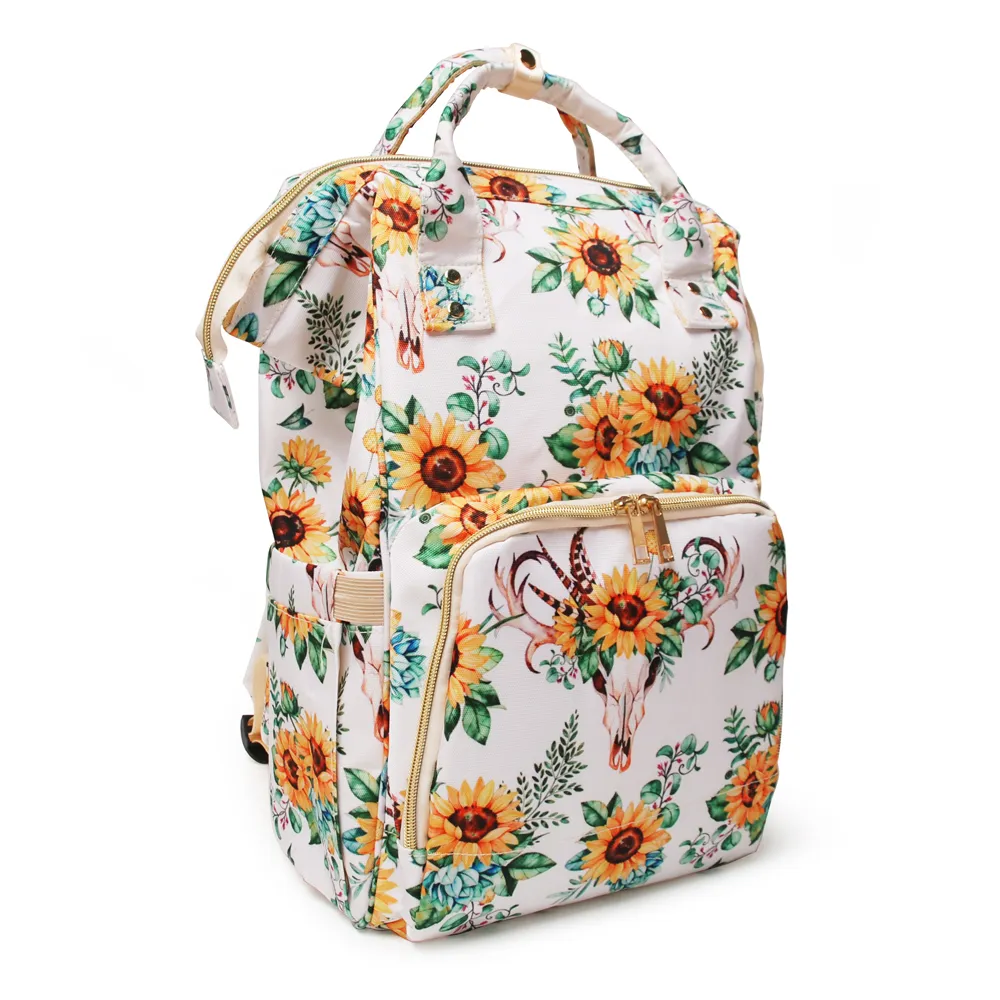 Sunflower Bullskull Mochila Aztec Mummy Baby Cuidados Baby Bag Saco Serape Fralda Mochilas Grande Capacidade Saco de Viagem Grab Domil106-1276