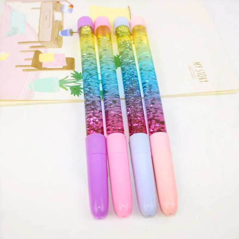 Wholesale Rainbow Fairy Stick Glitter Ballpoint Pen With Blue And Black  Ink, Drift Sand Glitter Crystal Perfect Girls Gift VT0329 From  Toponlineshop, $0.34