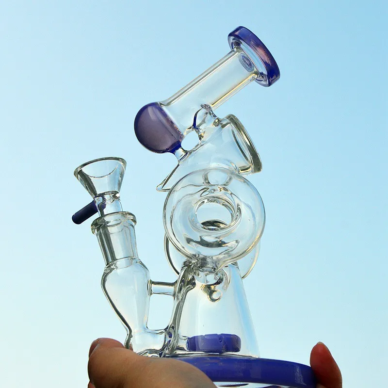 Bong Bowl Yeşil Mor DHL ücretsiz XL-320 ile toptan Sidecar Şekli Eşsiz Cam Su Boruları Heady Cam Dab Rigs Çift Recycler Oil Rig