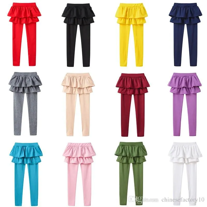 Ragazze finte in due pezzi gonna leggings pantaloni leggings per bambini boutique collant per bambini vestiti pantaloni per bambini colori caramelle 13 colori