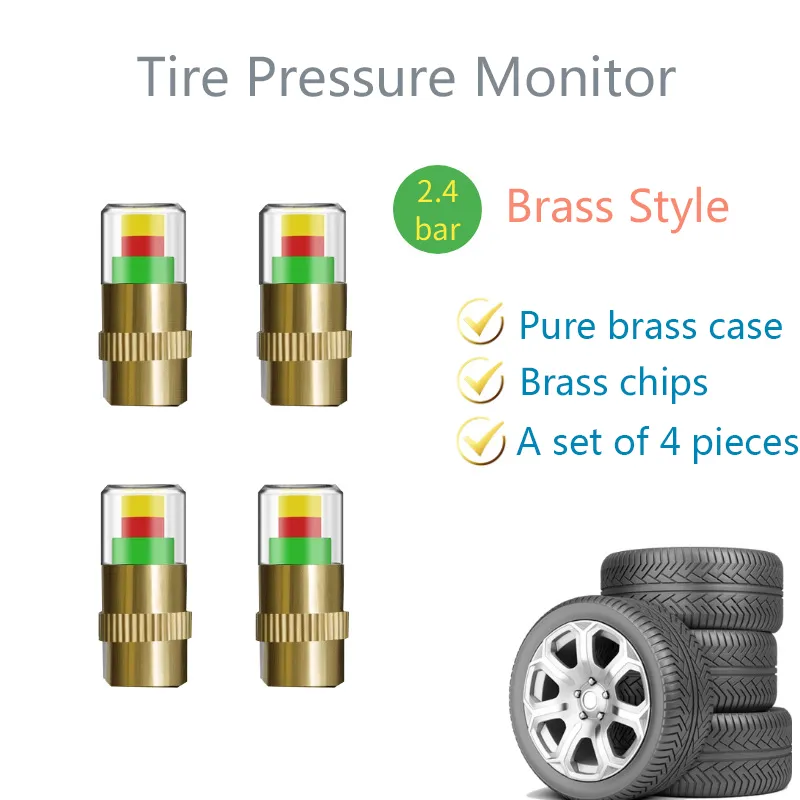 4 teile/satz Anti-diebstahl Auto Reifendruck Monitor Auto 2,4 Bar Überwachung Werkzeuge Reifen Ventil Kappen Sensor Kit Genaue Erkennung anzeige