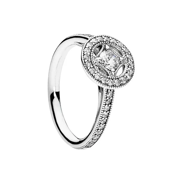 Orecchini a cerchio vintage con anello a cerchio imposta gioielli da sposa per donna per anelli e orecchini con diamanti CZ in argento 925 Pandora con originale b189y
