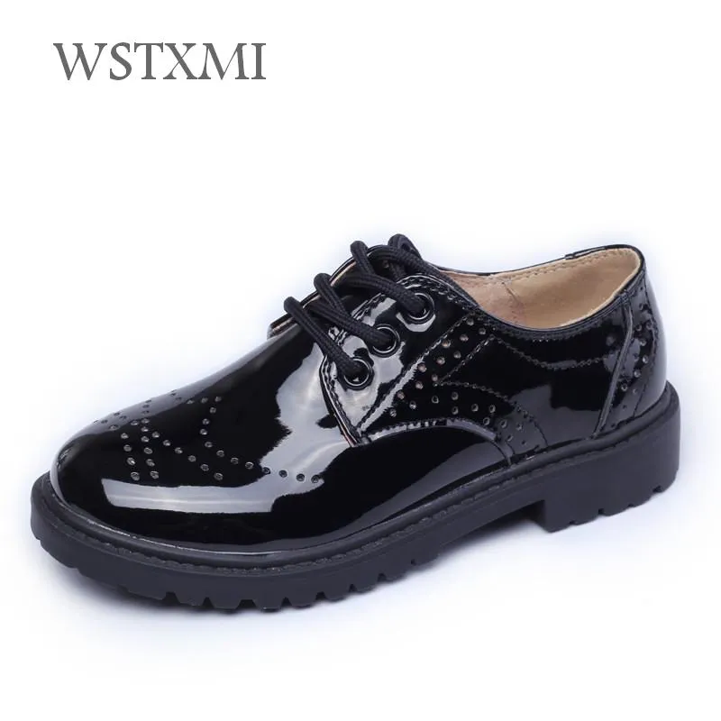 New Kids Genuine Leather Wedding Dress Shoes For Girls Boys Children Black School Performance Formal Flat Loafer Moccasins Shoes