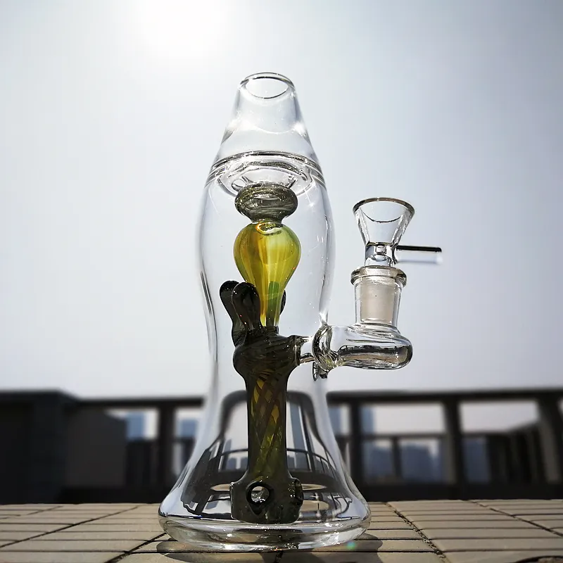 Unikalny Bong Lawa Lawa Kształt Oil Rig Oil 14mm Kobiet Joint Glass Pipe Bongs 7 cal Mini Palenie Dam Rigs Z Bowl Free Ship